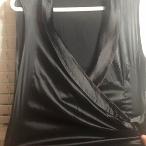 Elegant Black Satin Sleeveless Top